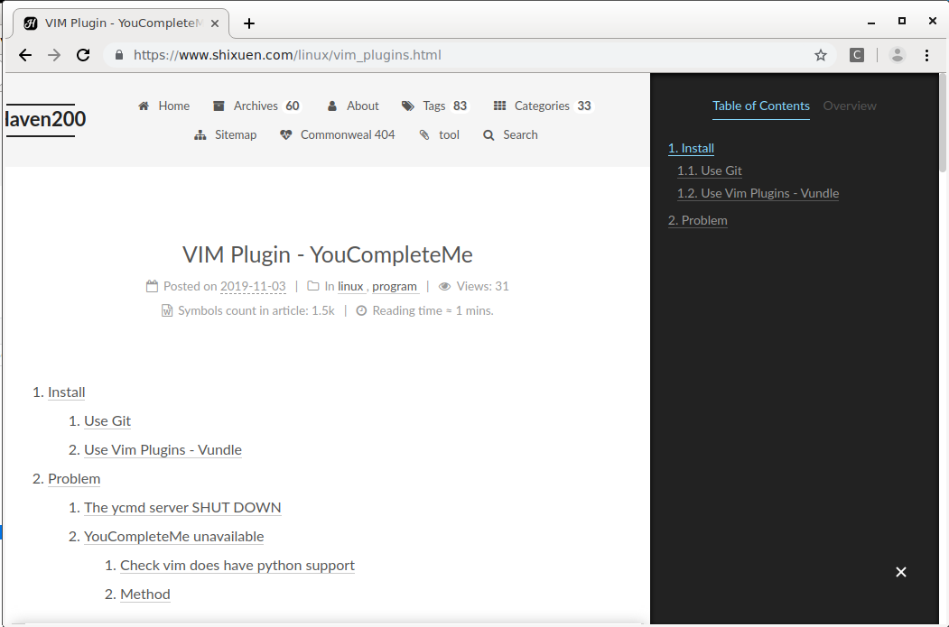 VIM Plugin - YouCompleteMe